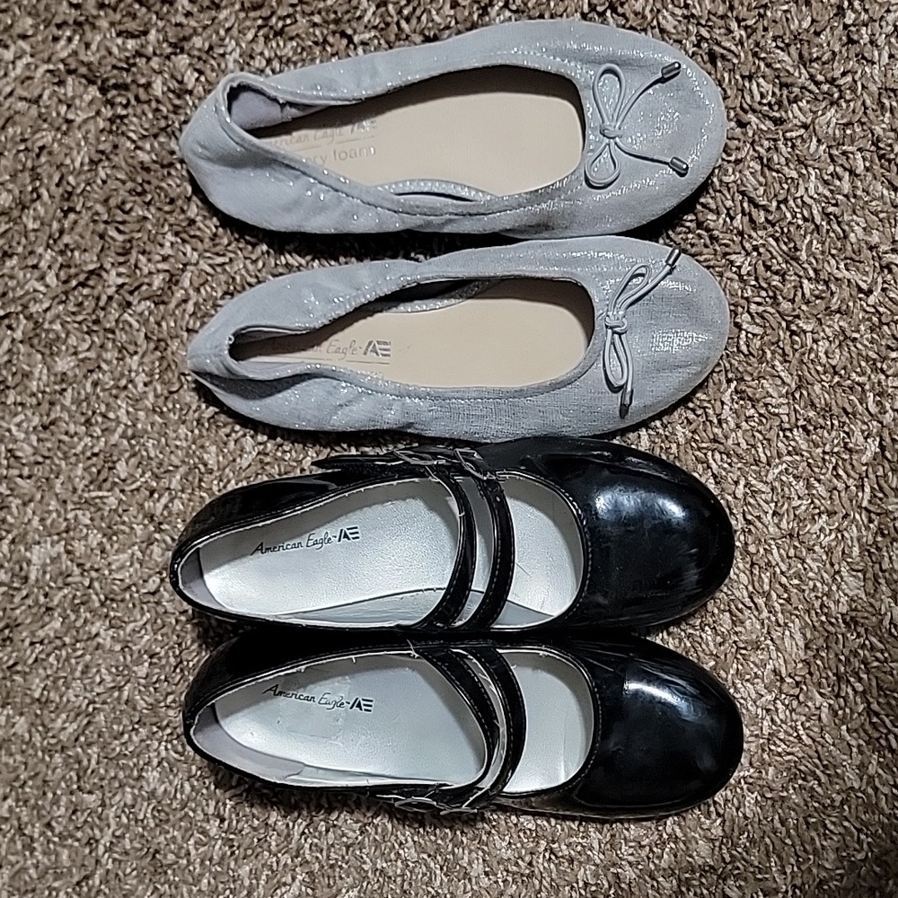 American Eagle Size 13 Black Gray Sparkles Heels Flats Dress Shoes - Picture 11 of 12